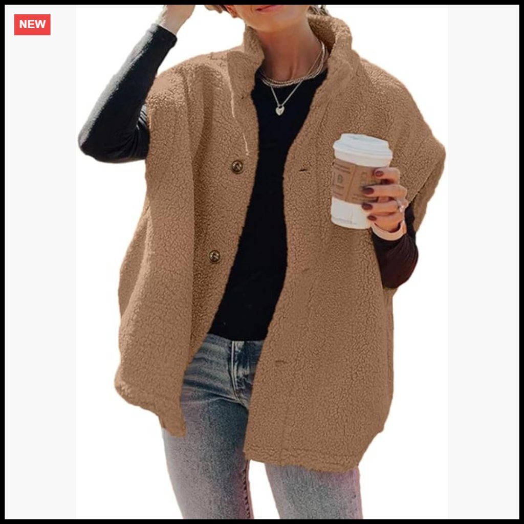 Oversized Sherpa Fleece Vest Casual Loose Fit Button Down Warm Cozy